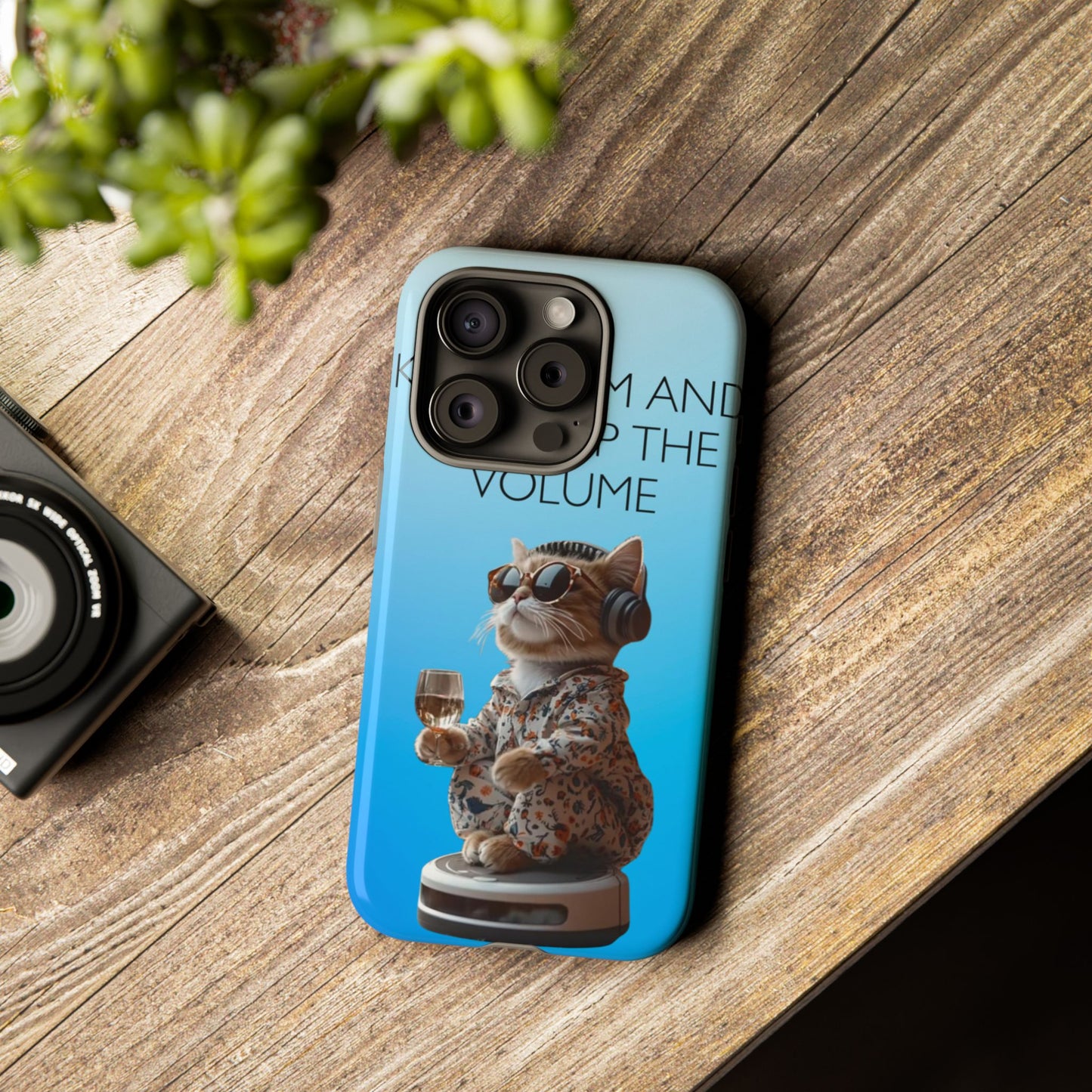 "Keep calm and turn up the volume" Mobile Phone Case (blue)