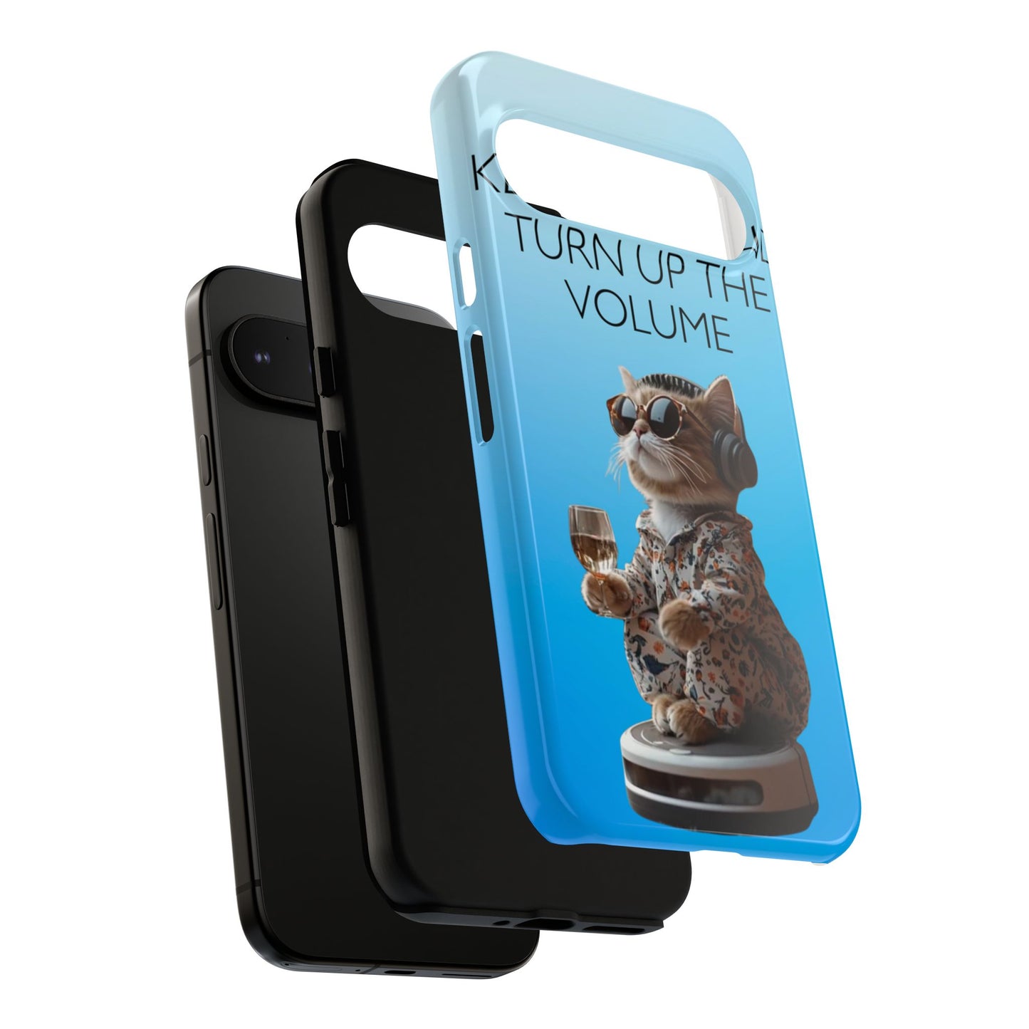 "Keep calm and turn up the volume" Mobile Phone Case (blue)