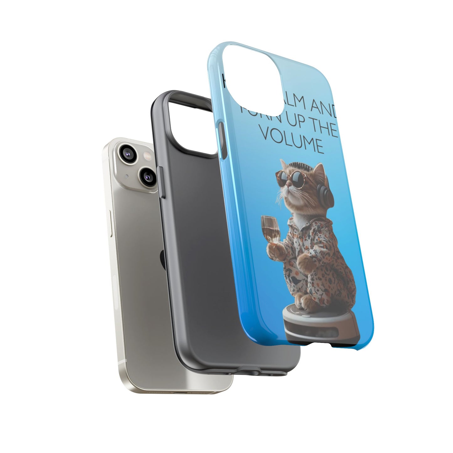 "Keep calm and turn up the volume" Mobile Phone Case (blue)