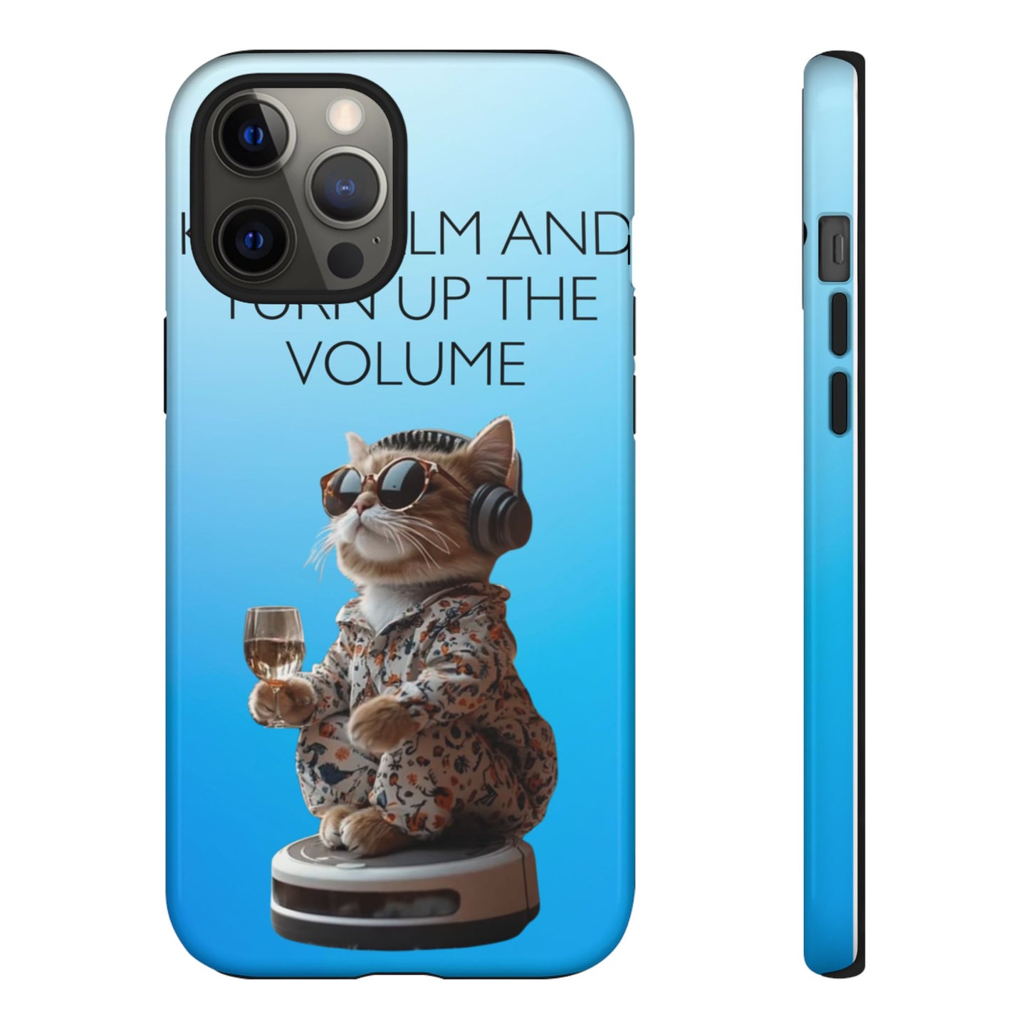 "Keep calm and turn up the volume" Mobile Phone Case (blue)