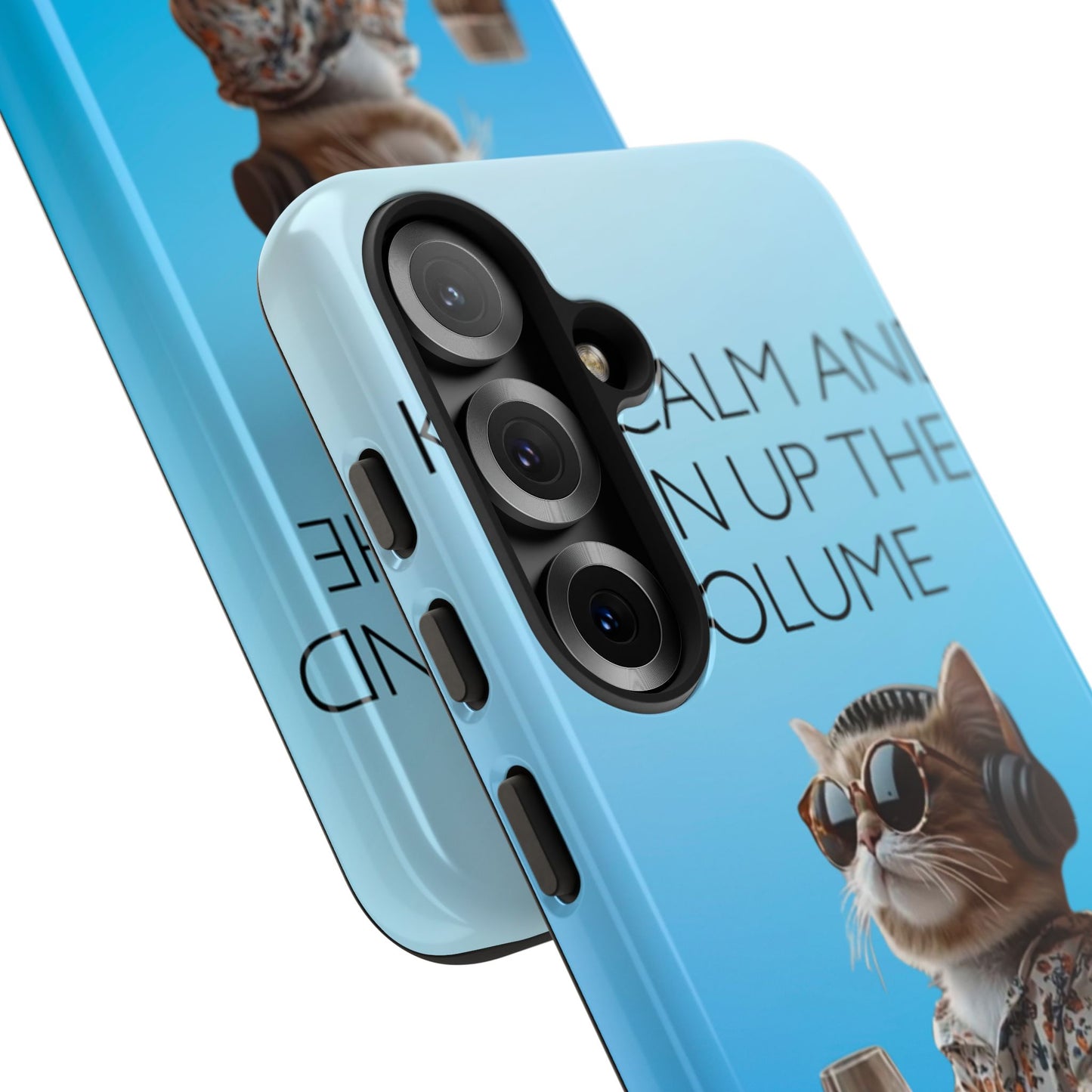 "Keep calm and turn up the volume" Mobile Phone Case (blue)