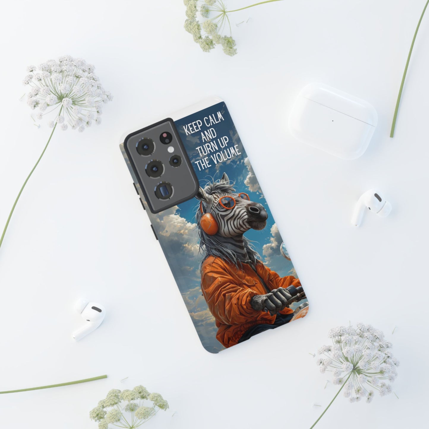 "Keep calm and turn up the volume." Mobile Phone Case