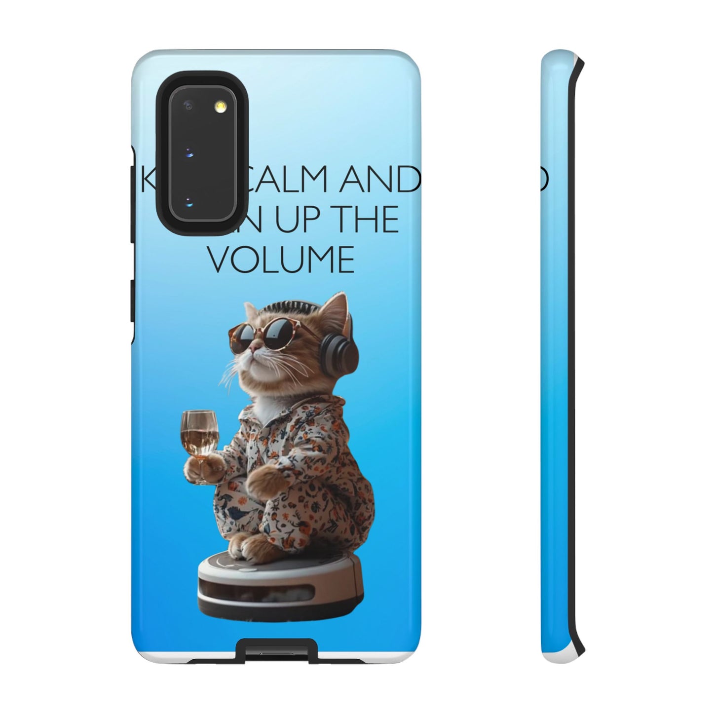 "Keep calm and turn up the volume" Mobile Phone Case (blue)