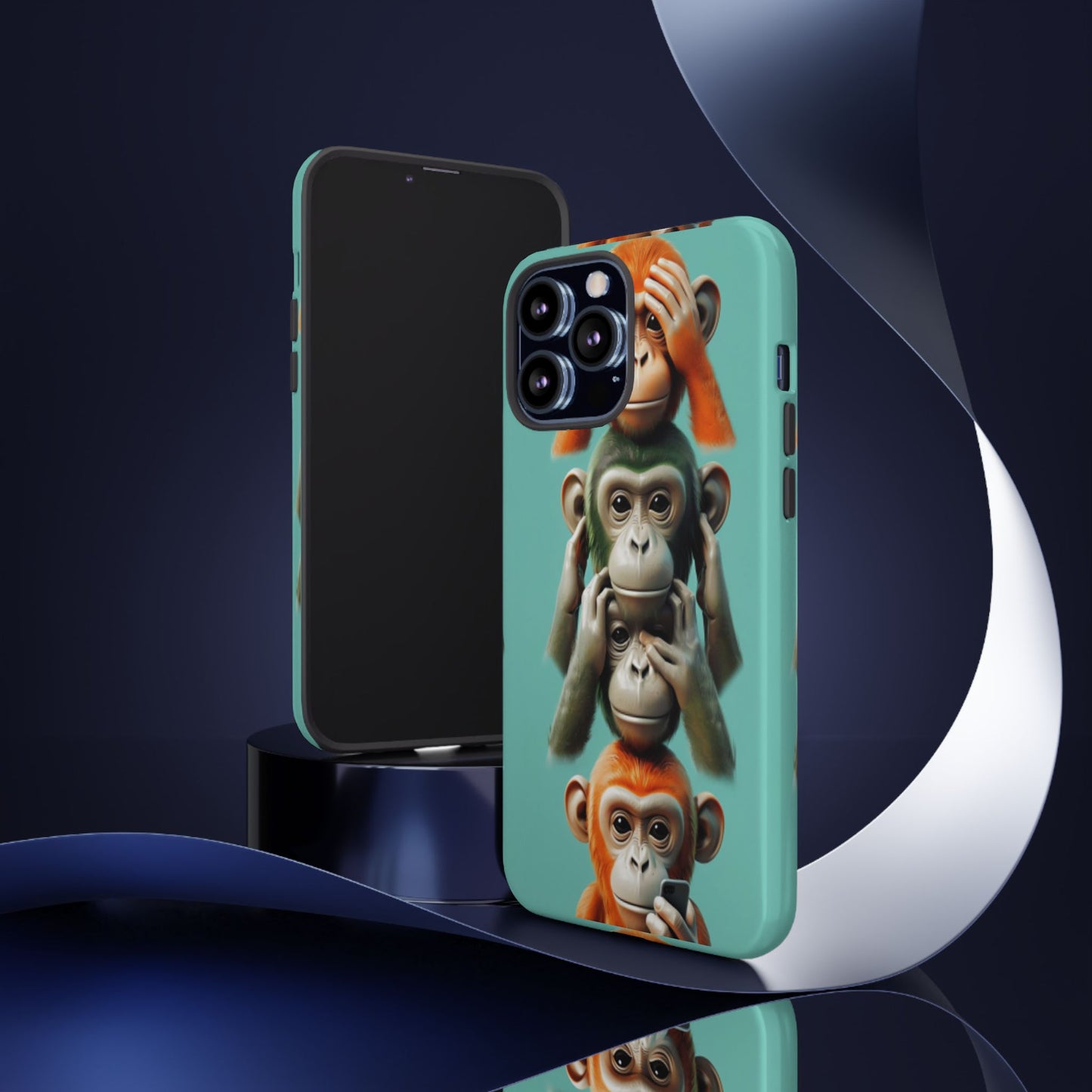 "Evolution - The Fourth Monkey" (striped background)