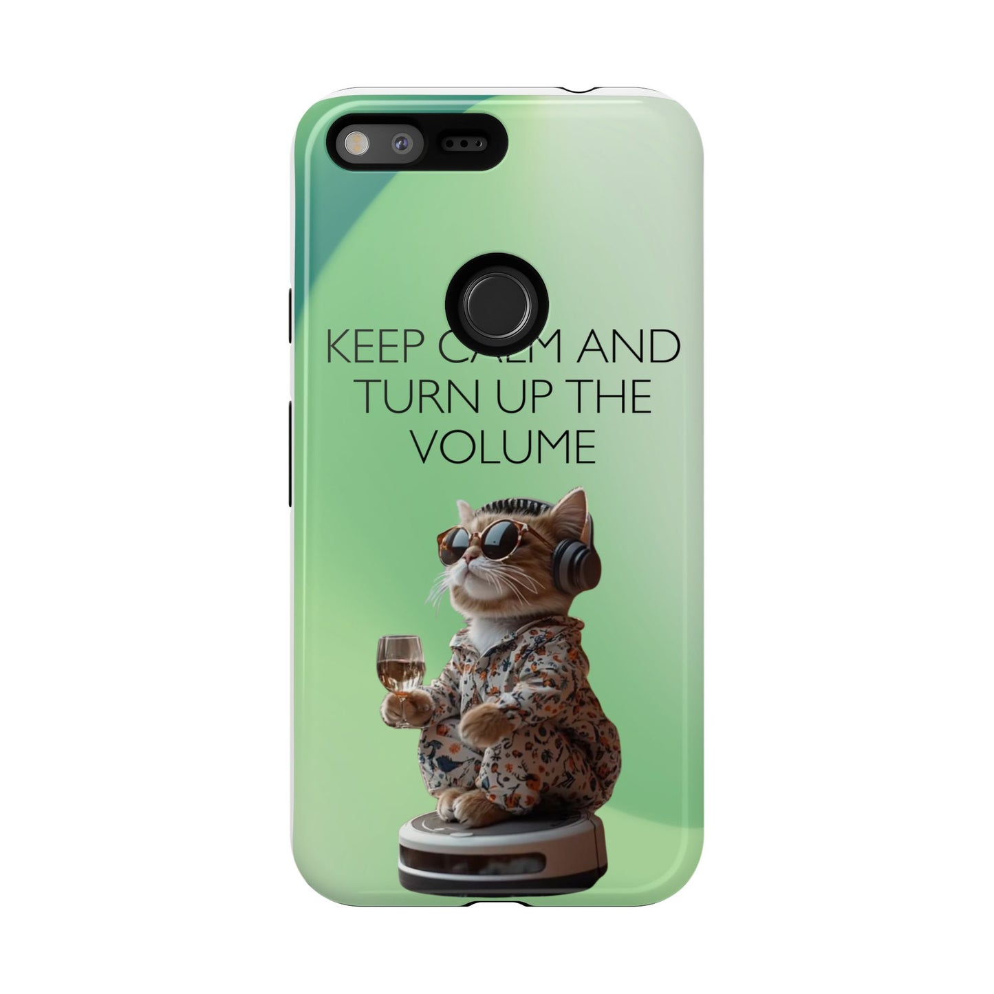 "Keep calm and turn up the volume" Mobile Phone Case (green)