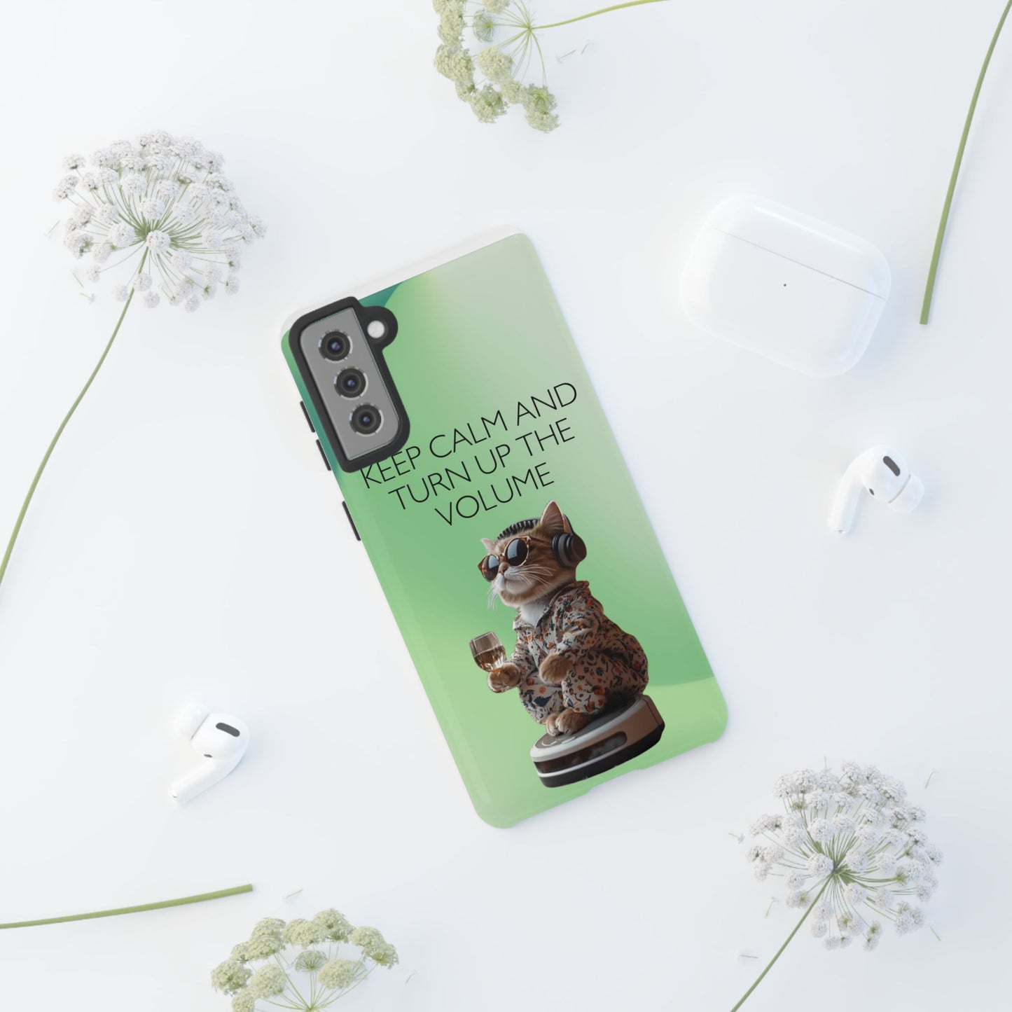 "Keep calm and turn up the volume" Mobile Phone Case (green)