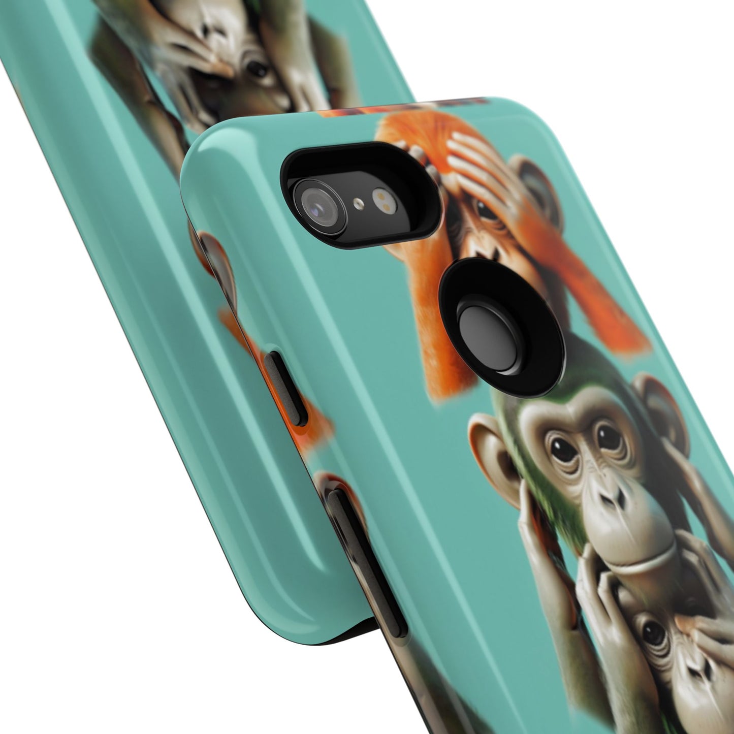 "Evolution - The Fourth Monkey" (striped background)