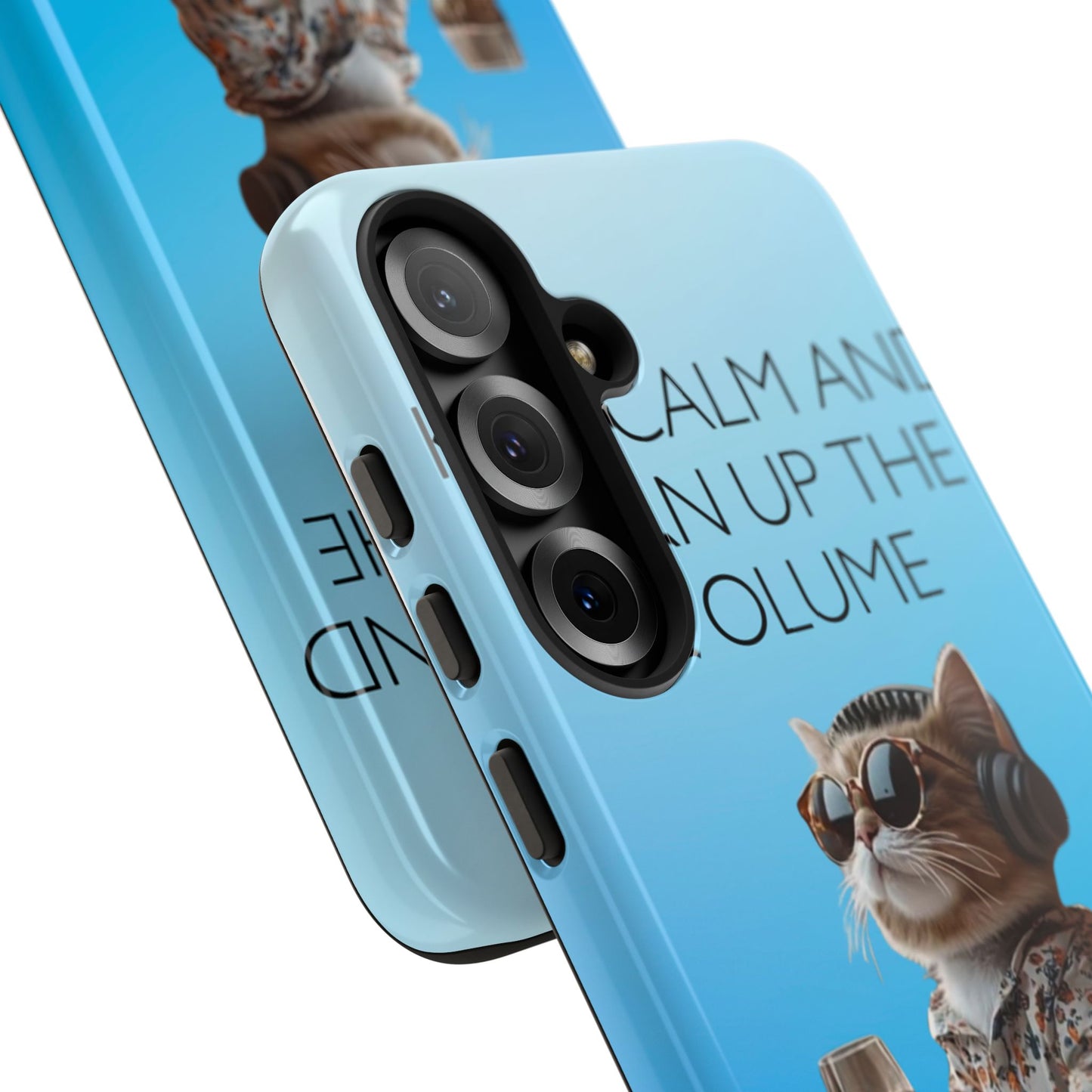 "Keep calm and turn up the volume" Mobile Phone Case (blue)