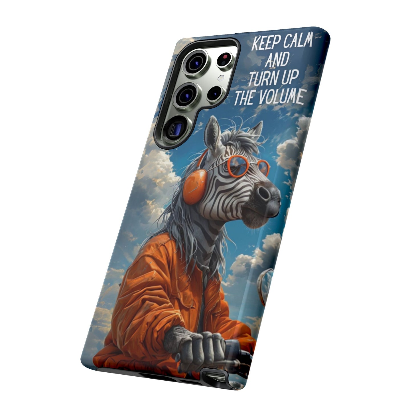 "Keep calm and turn up the volume." Mobile Phone Case