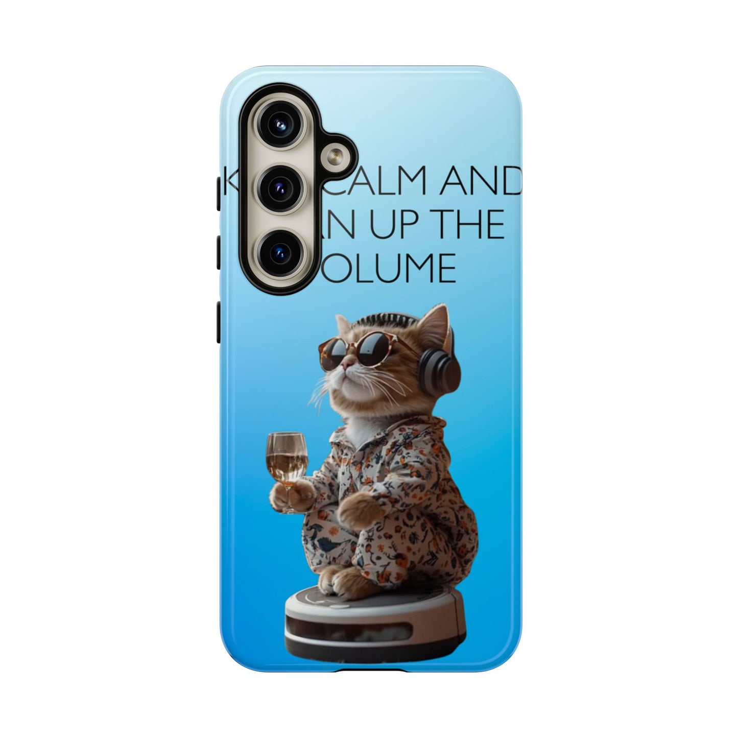 "Keep calm and turn up the volume" Mobile Phone Case (blue)