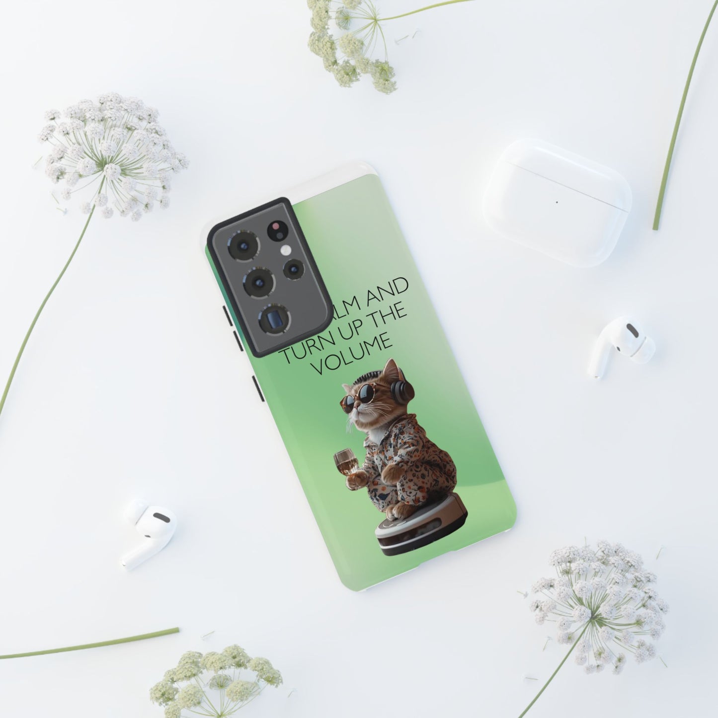 "Keep calm and turn up the volume" Mobile Phone Case (green)