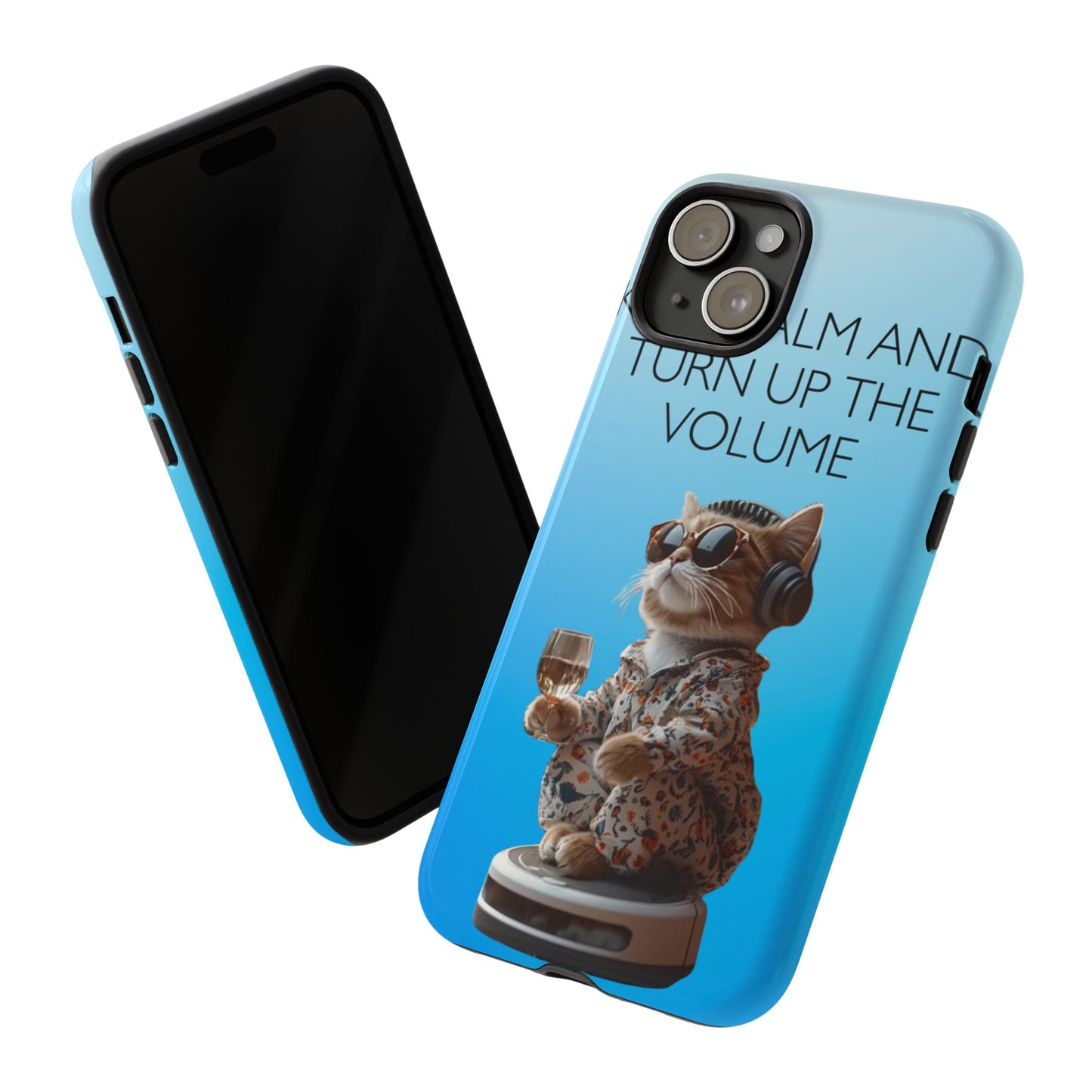 "Keep calm and turn up the volume" Mobile Phone Case (blue)