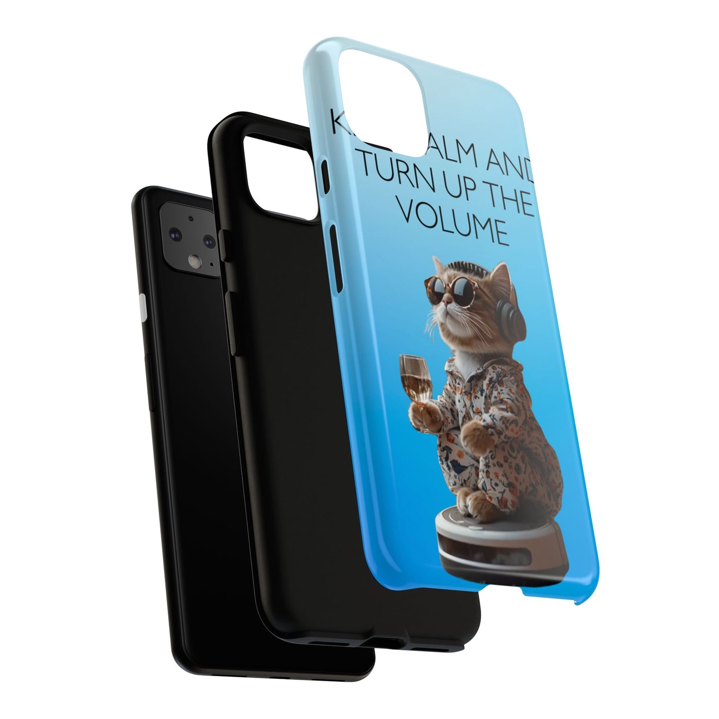 "Keep calm and turn up the volume" Mobile Phone Case (blue)