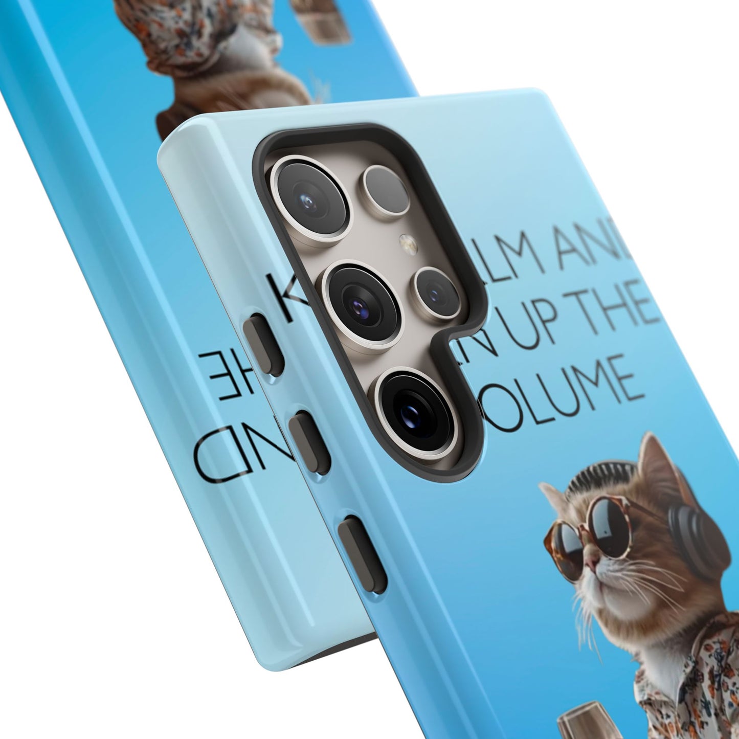 "Keep calm and turn up the volume" Mobile Phone Case (blue)