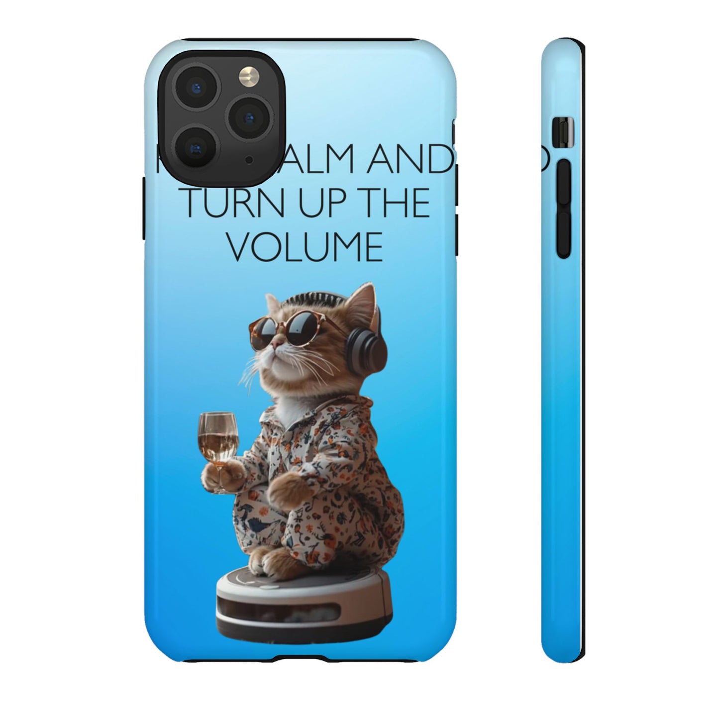 "Keep calm and turn up the volume" Mobile Phone Case (blue)