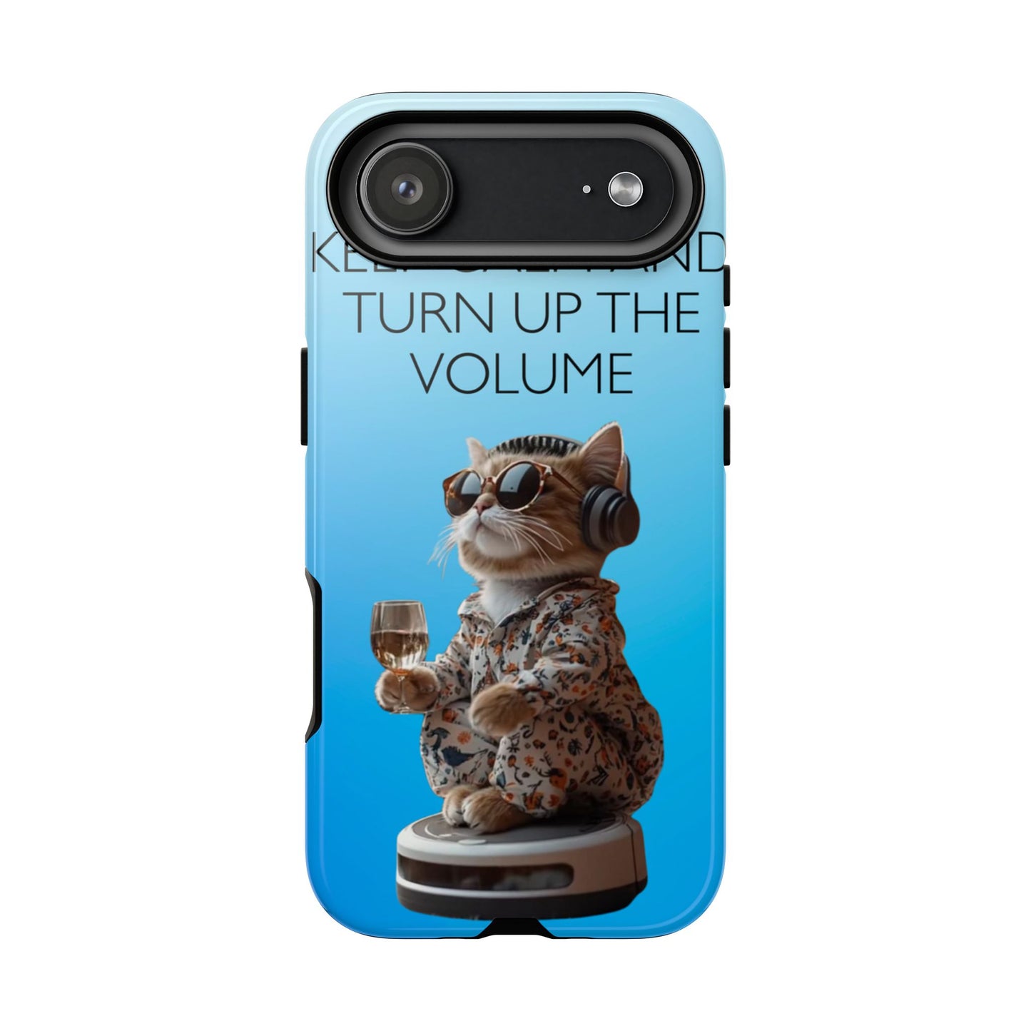 "Keep calm and turn up the volume" Mobile Phone Case (blue)