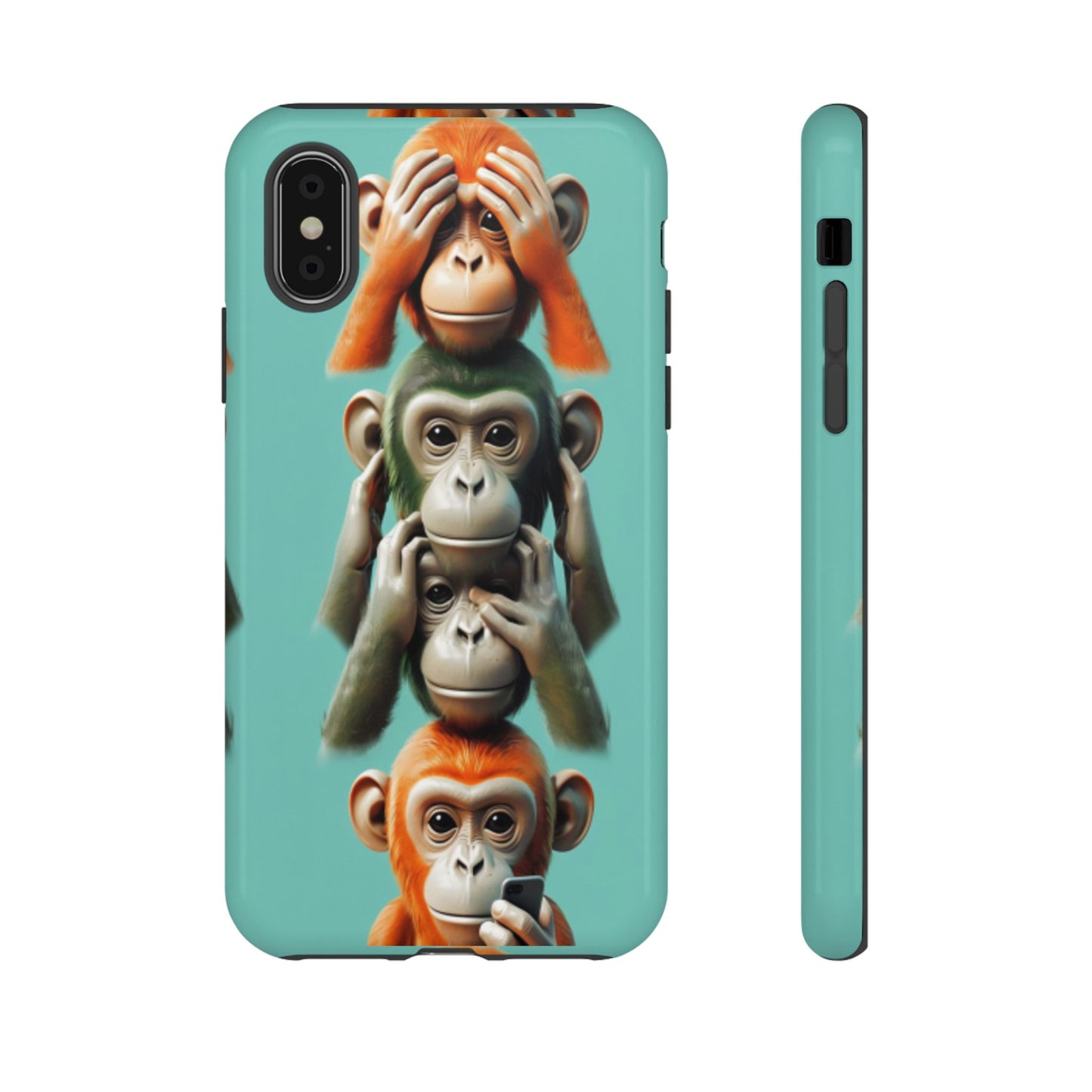 "Evolution - The Fourth Monkey" (striped background)