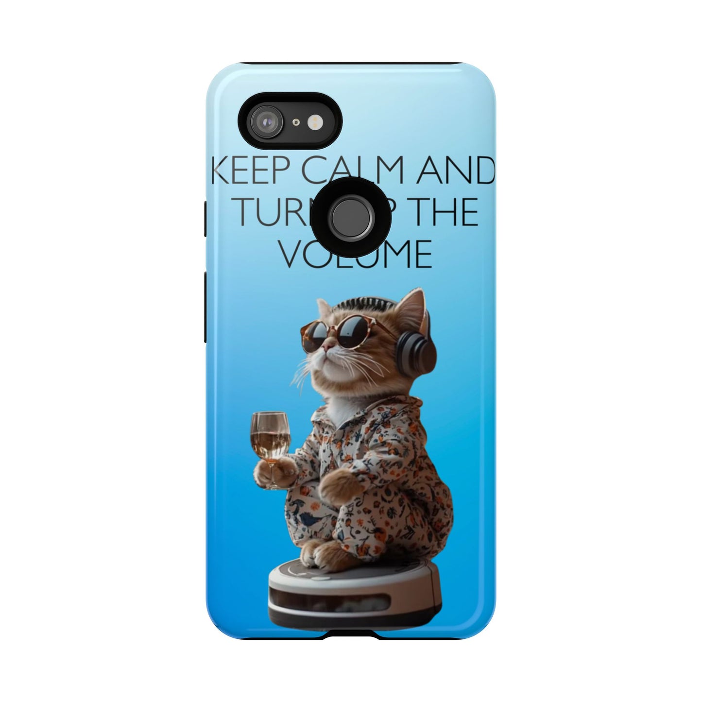 "Keep calm and turn up the volume" Mobile Phone Case (blue)