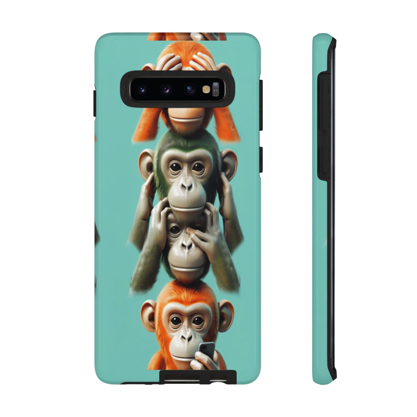 "Evolution - The Fourth Monkey" (striped background)