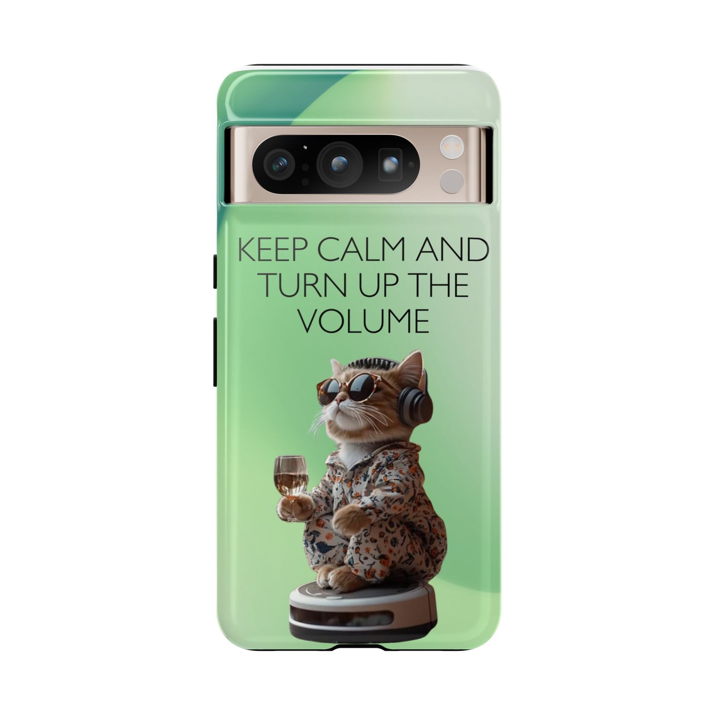 "Keep calm and turn up the volume" Mobile Phone Case (green)