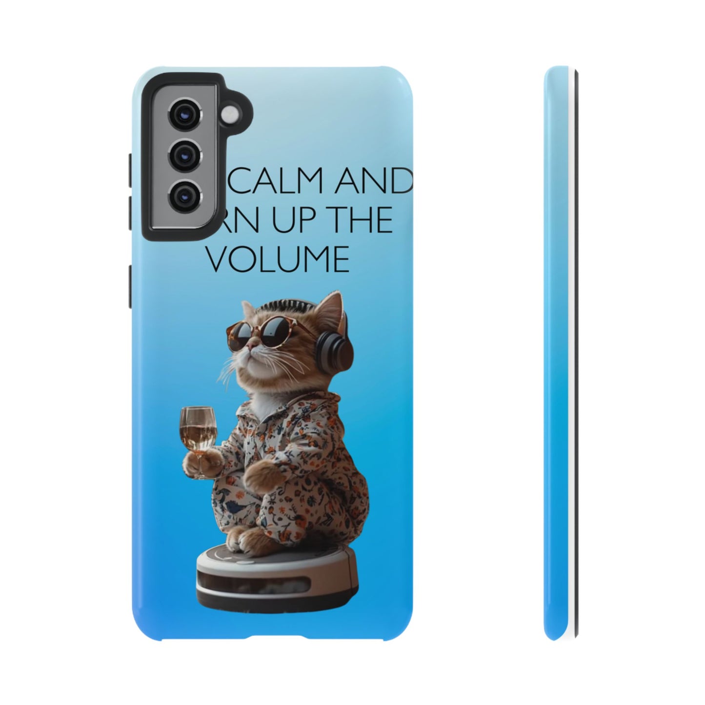 "Keep calm and turn up the volume" Mobile Phone Case (blue)