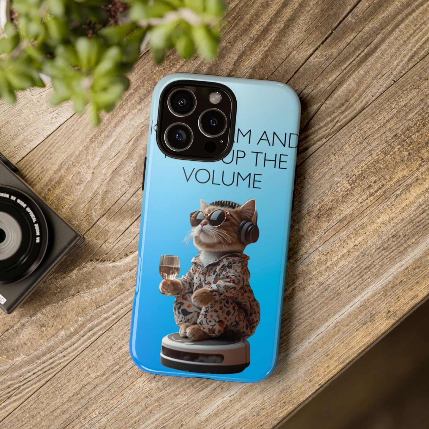 "Keep calm and turn up the volume" Mobile Phone Case (blue)