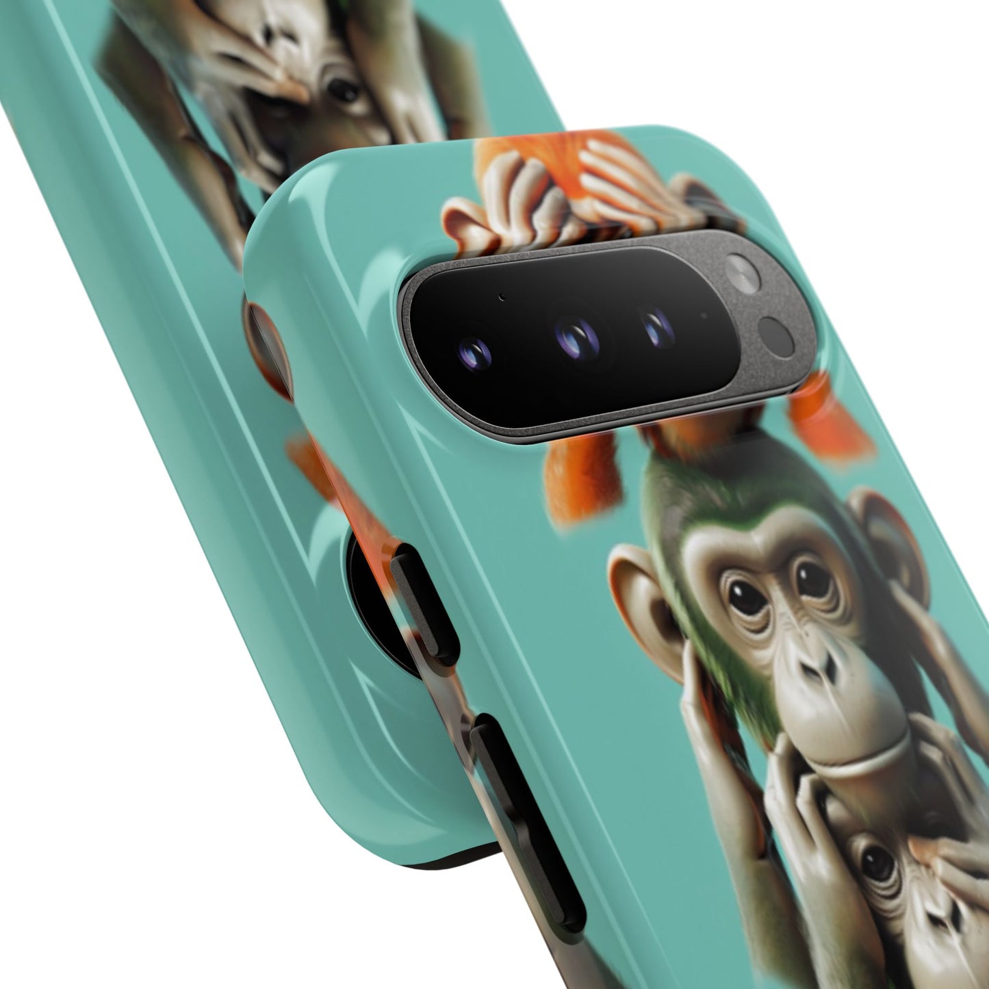 "Evolution - The Fourth Monkey" (striped background)