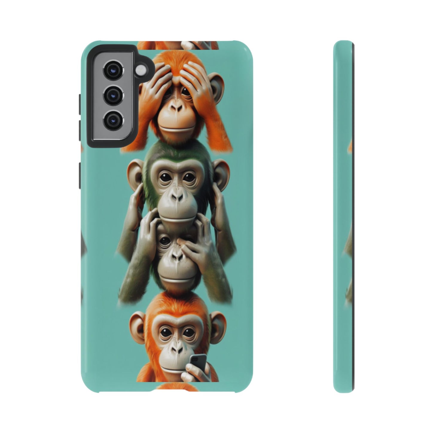 "Evolution - The Fourth Monkey" (striped background)