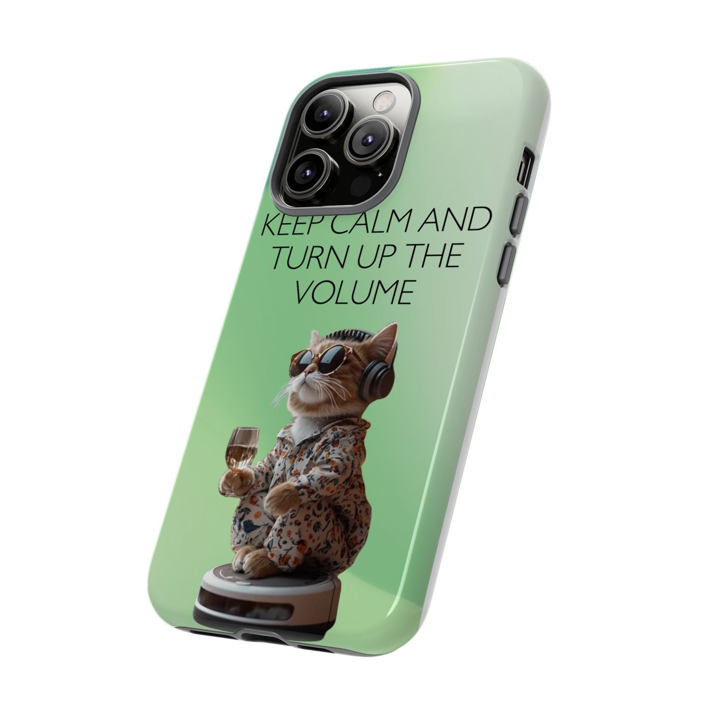"Keep calm and turn up the volume" Mobile Phone Case (green)