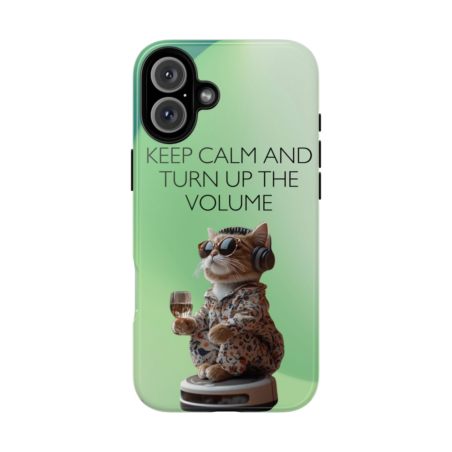 "Keep calm and turn up the volume" Mobile Phone Case (green)