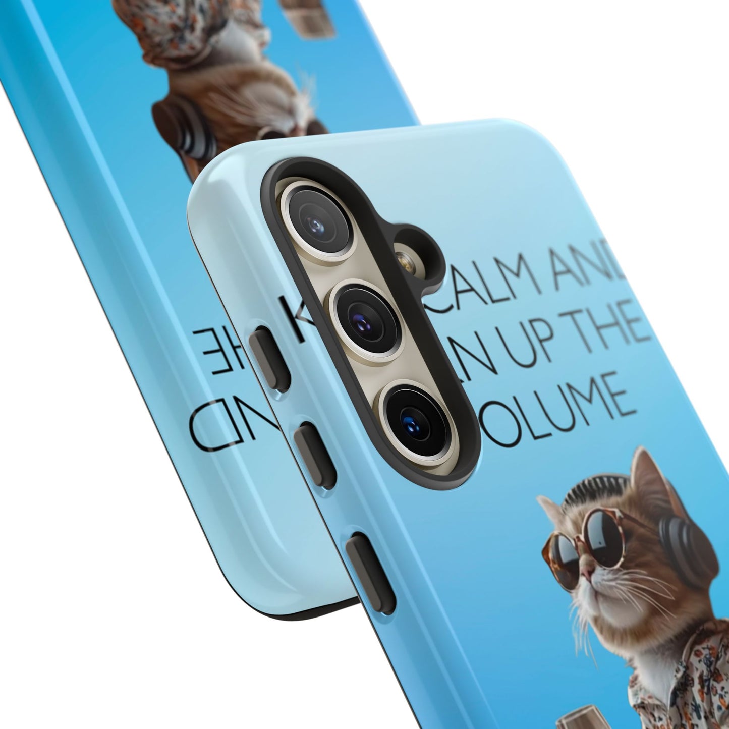 "Keep calm and turn up the volume" Mobile Phone Case (blue)