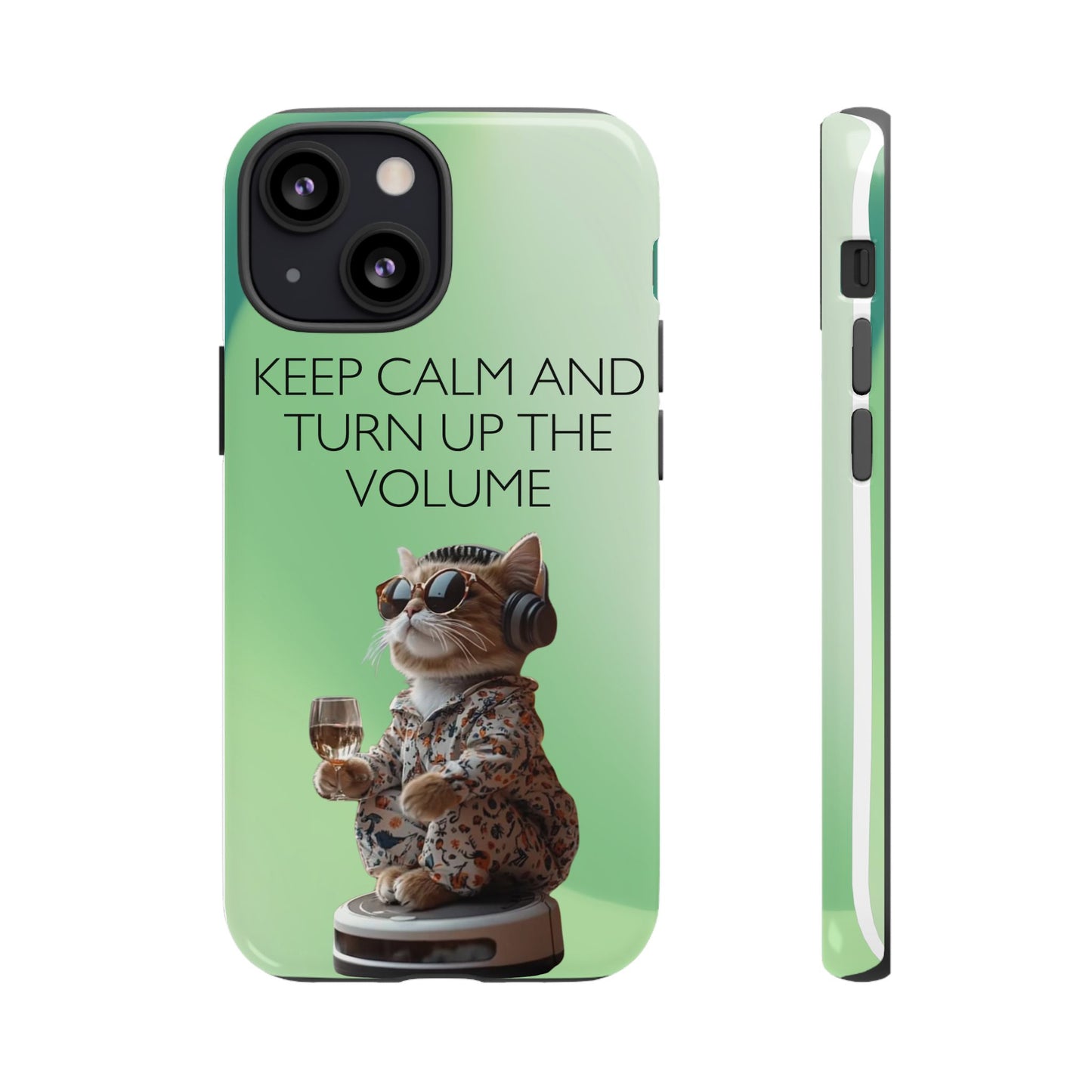 "Keep calm and turn up the volume" Mobile Phone Case (green)