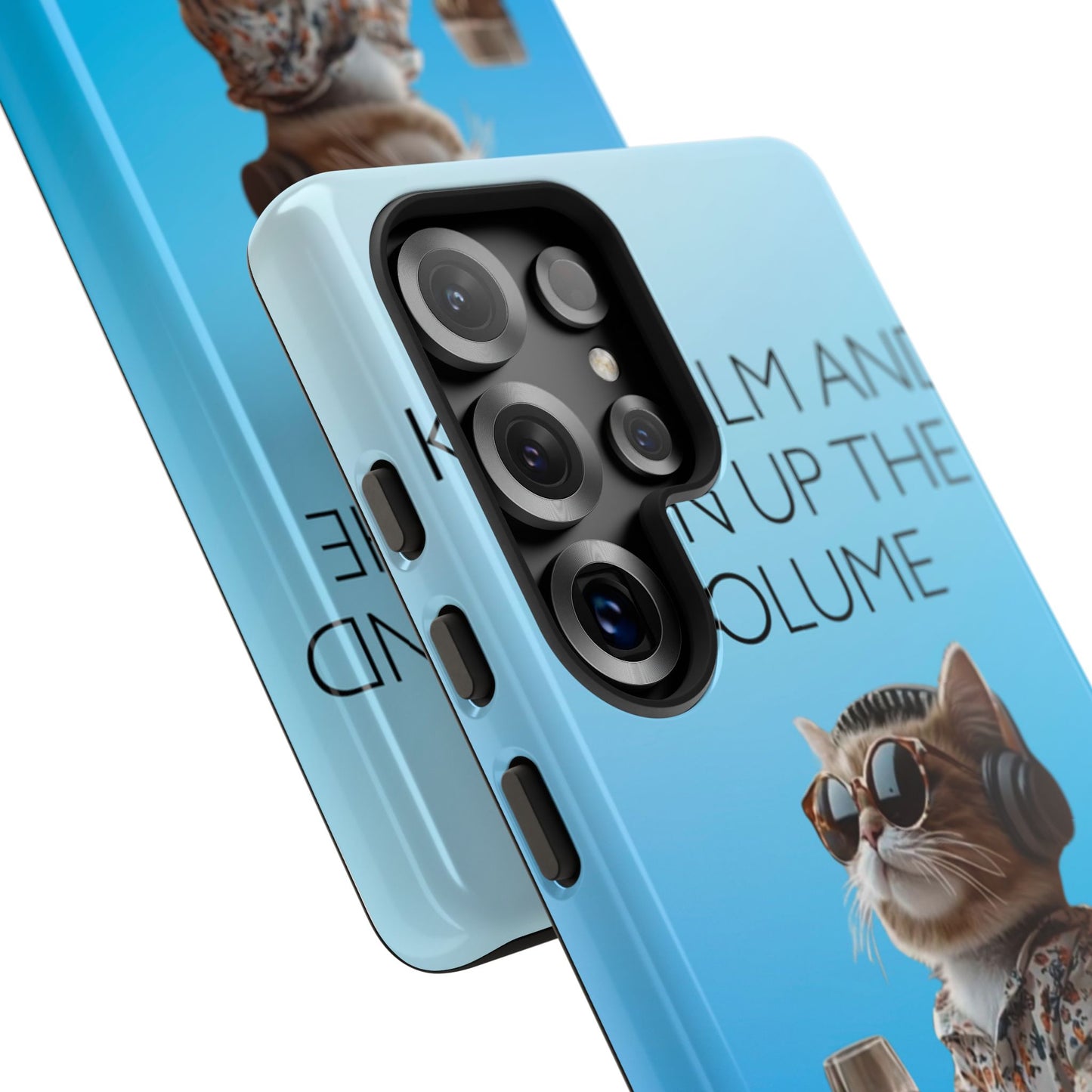 "Keep calm and turn up the volume" Mobile Phone Case (blue)