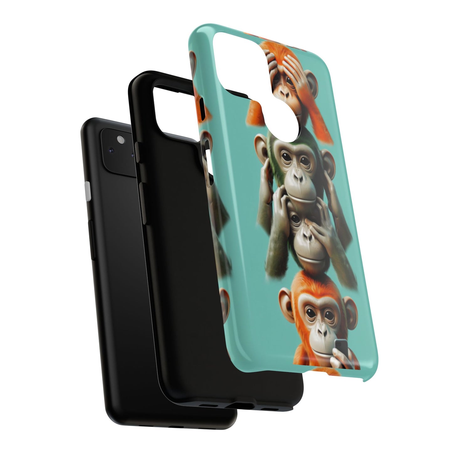 "Evolution - The Fourth Monkey" (striped background)