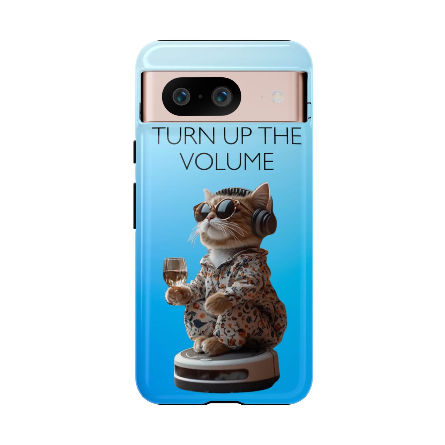 "Keep calm and turn up the volume" Mobile Phone Case (blue)