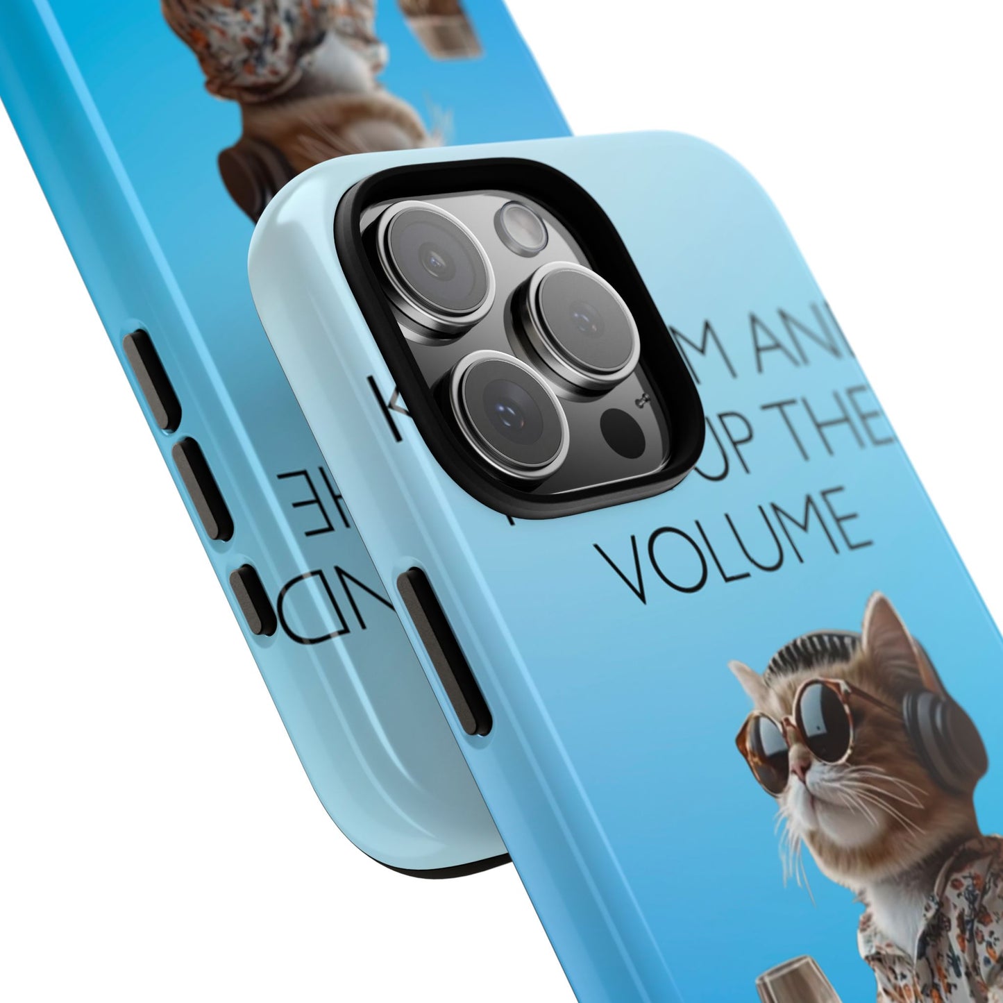 "Keep calm and turn up the volume" Mobile Phone Case (blue)