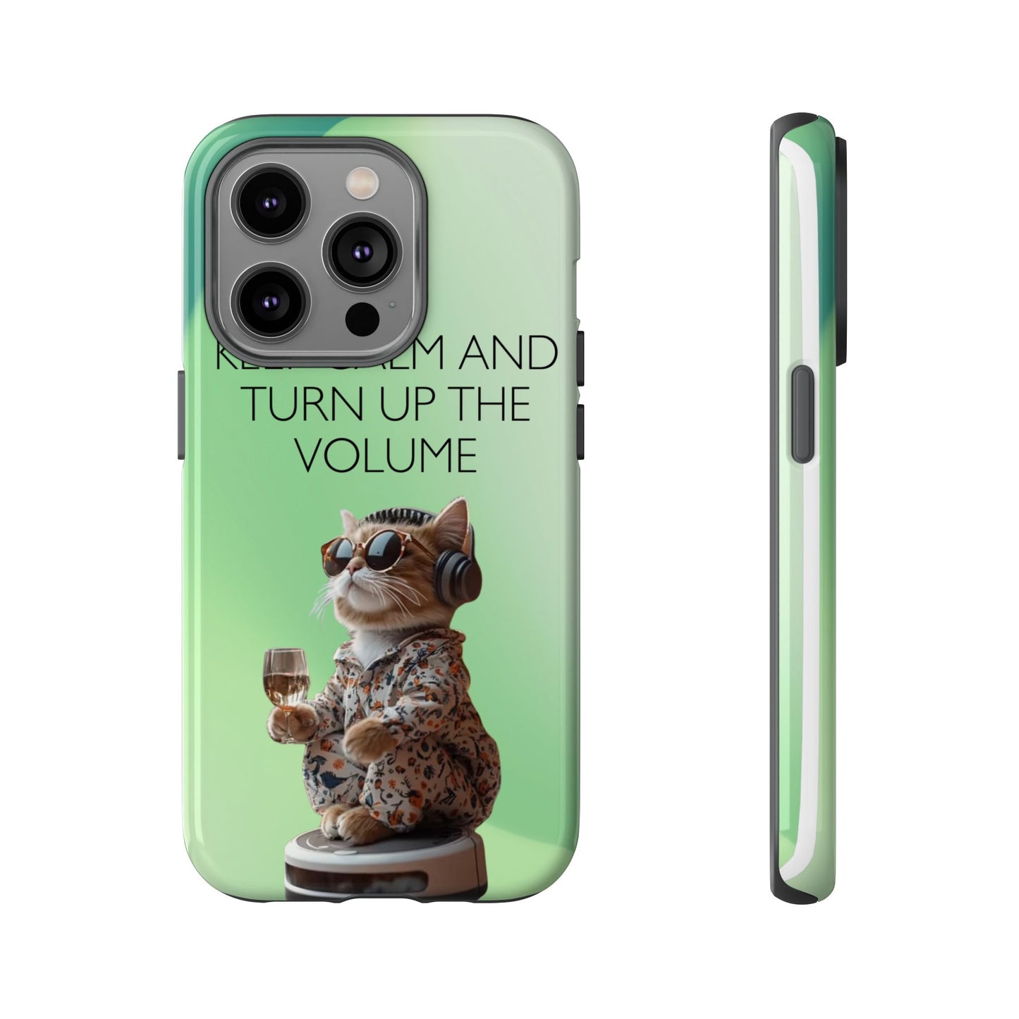"Keep calm and turn up the volume" Mobile Phone Case (green)