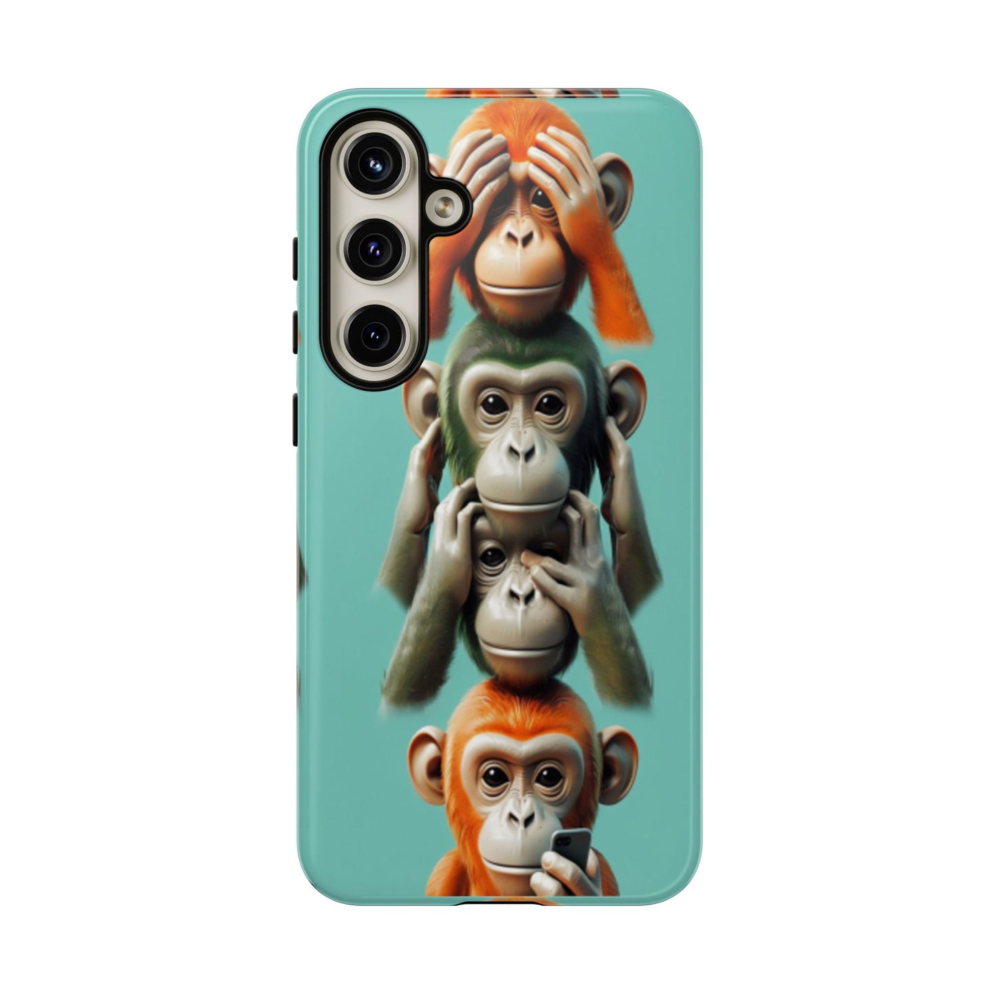 "Evolution - The Fourth Monkey" (striped background)