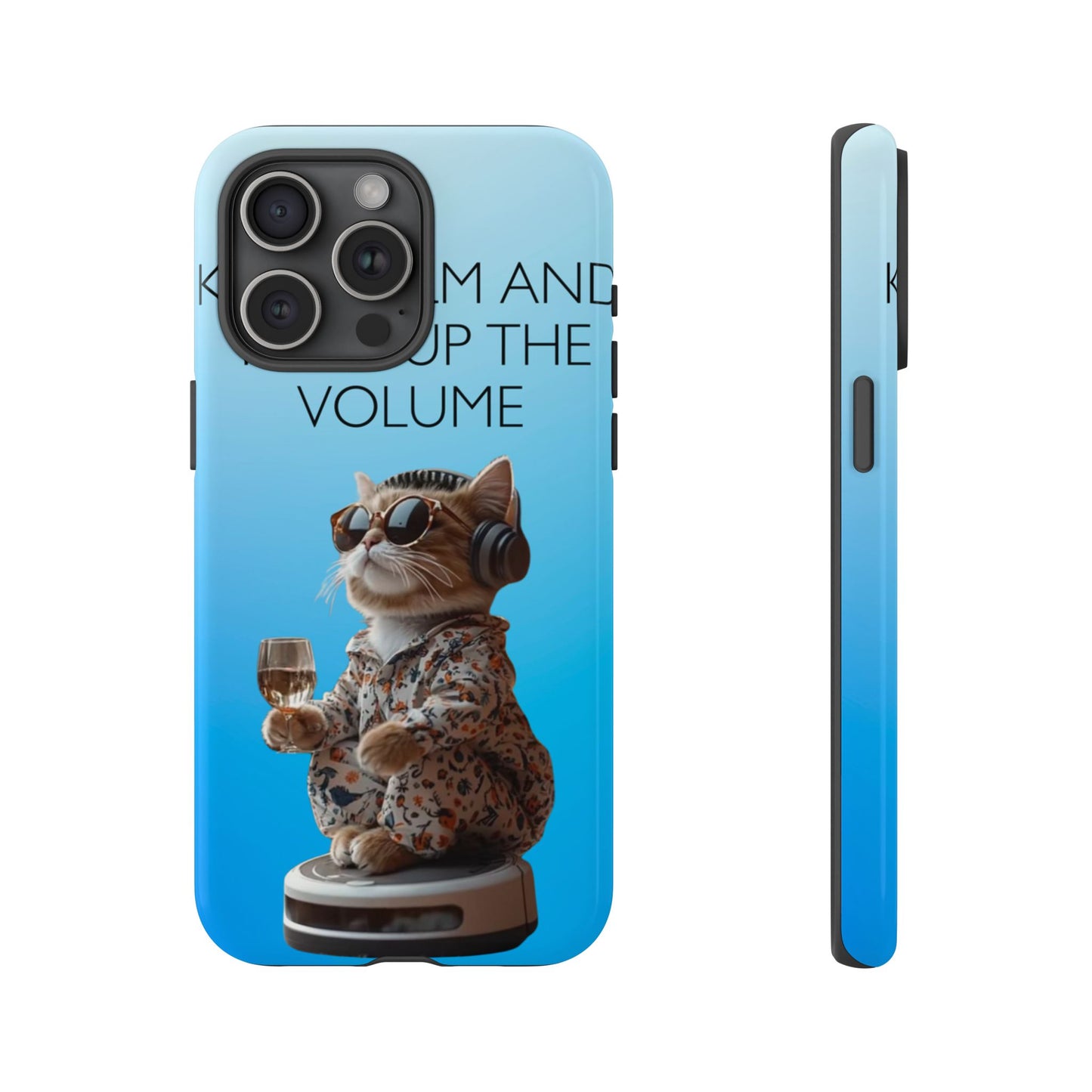 "Keep calm and turn up the volume" Mobile Phone Case (blue)