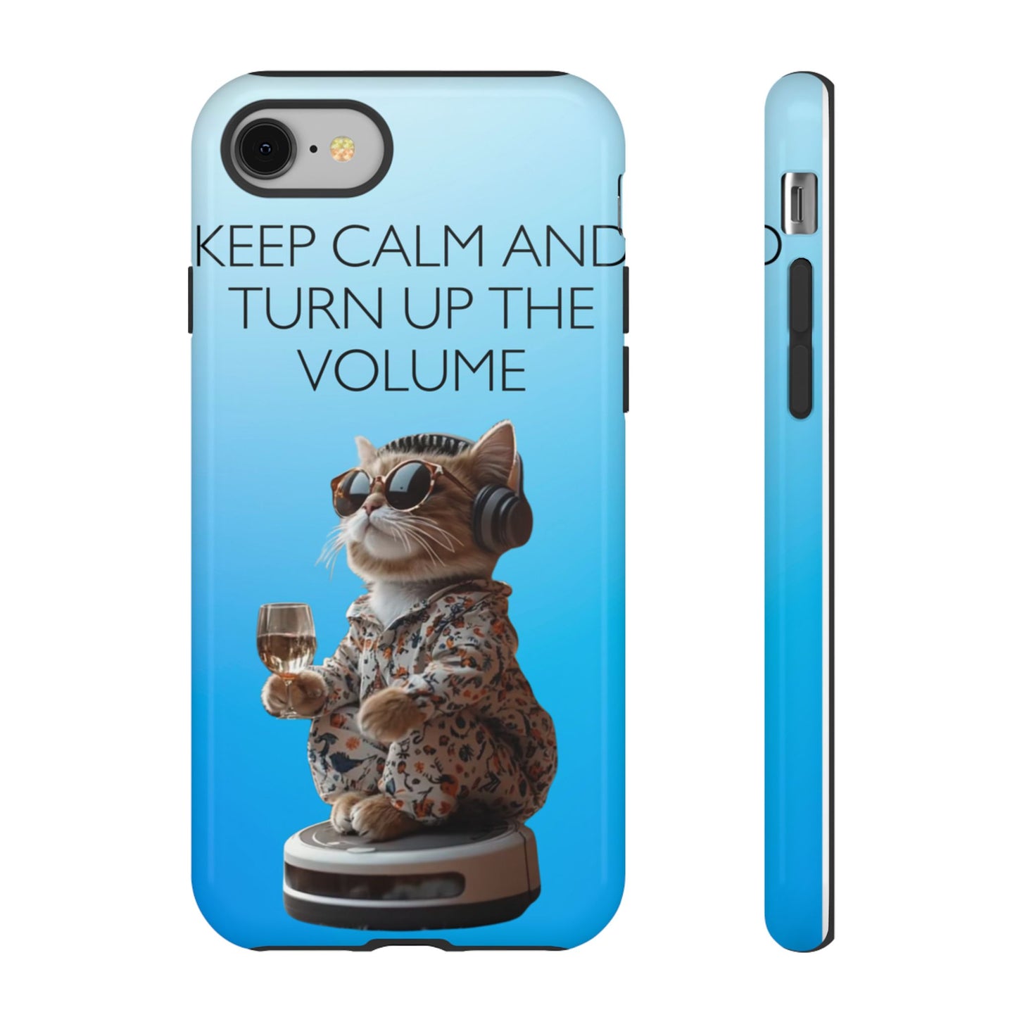 "Keep calm and turn up the volume" Mobile Phone Case (blue)
