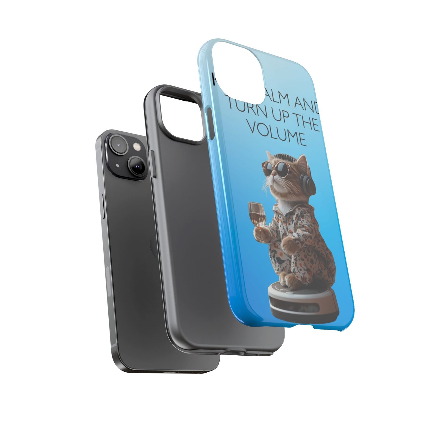 "Keep calm and turn up the volume" Mobile Phone Case (blue)