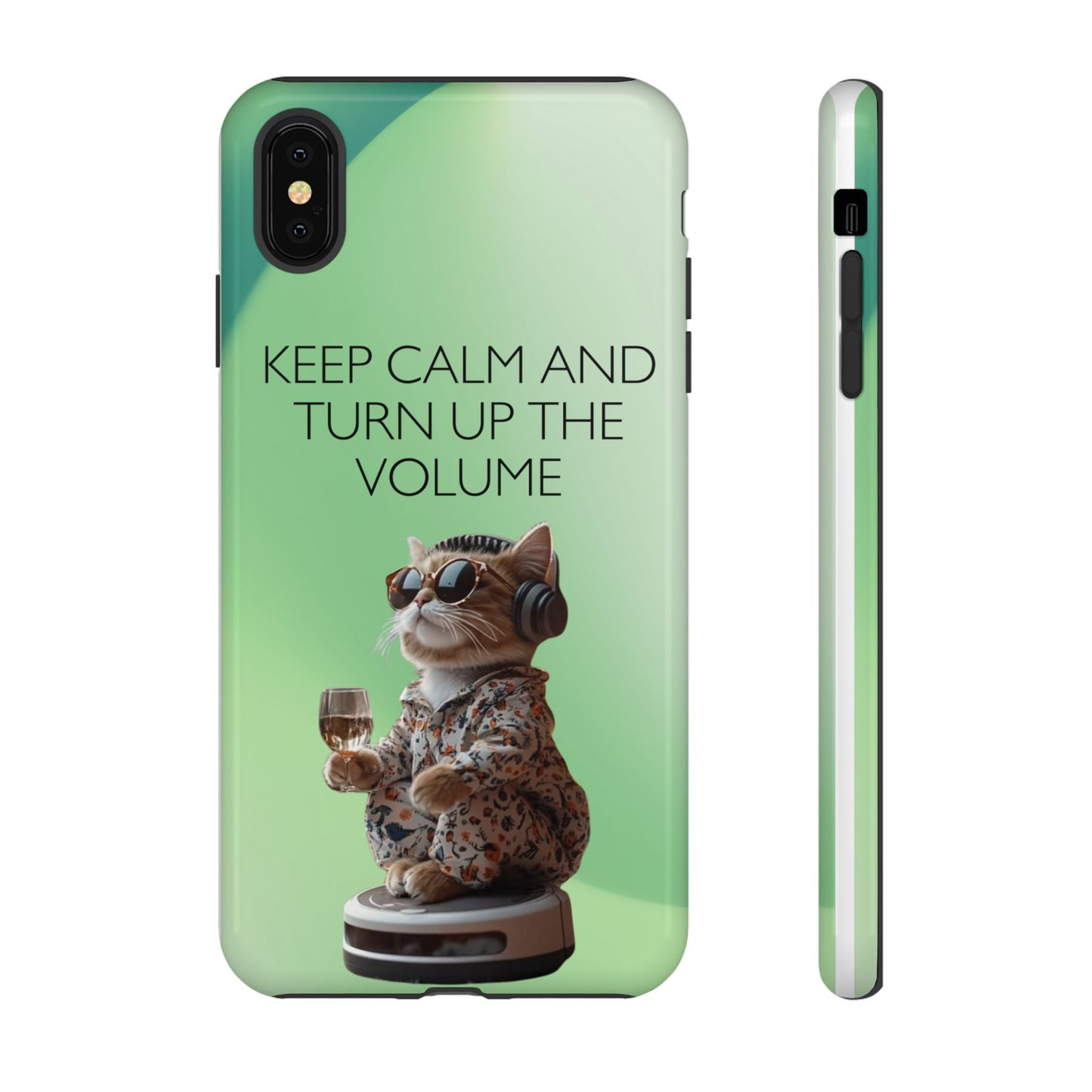 "Keep calm and turn up the volume" Mobile Phone Case (green)
