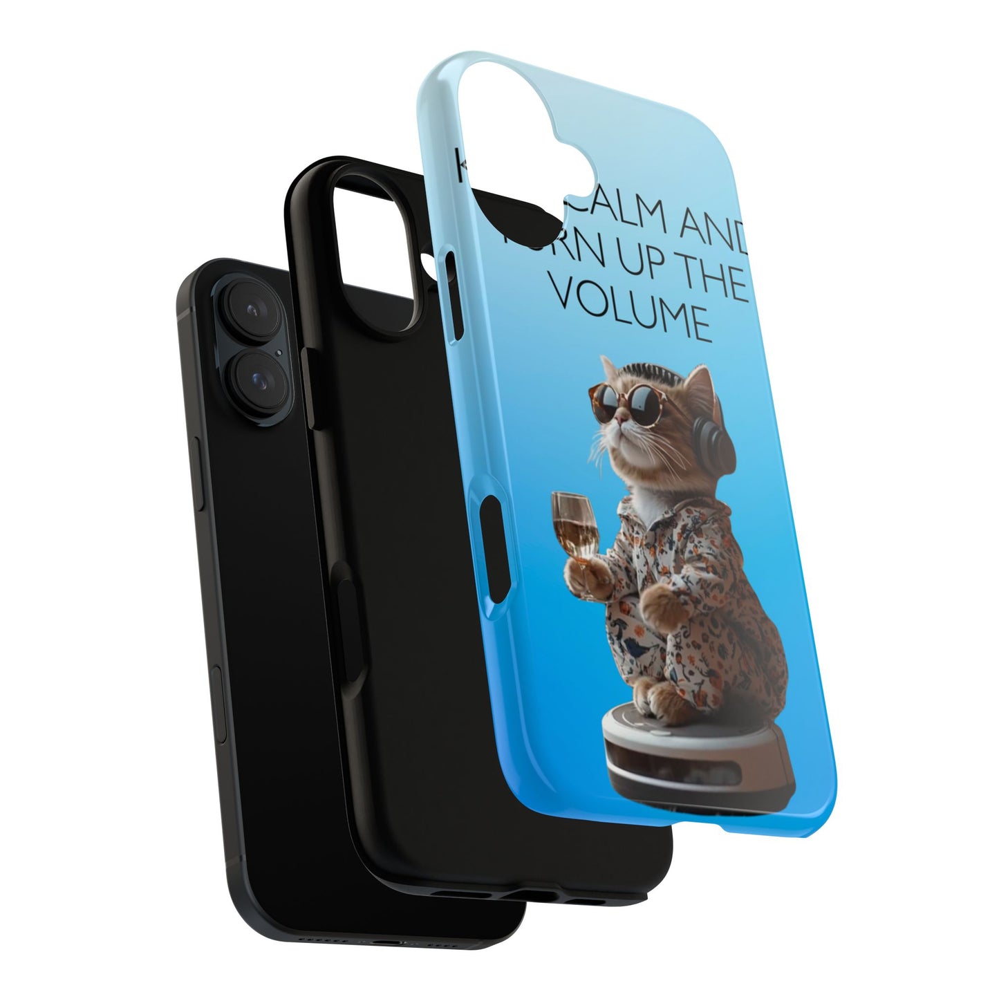 "Keep calm and turn up the volume" Mobile Phone Case (blue)