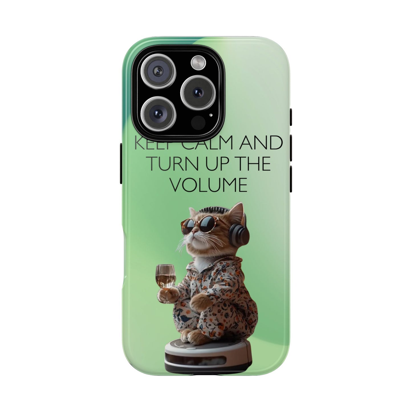 "Keep calm and turn up the volume" Mobile Phone Case (green)