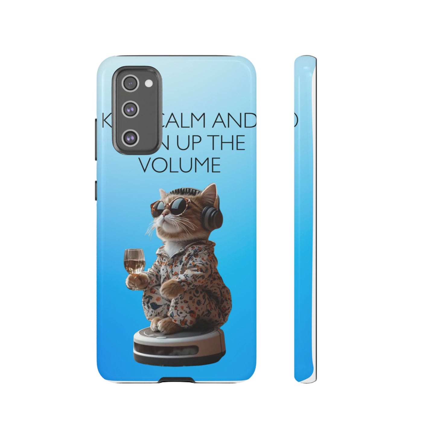 "Keep calm and turn up the volume" Mobile Phone Case (blue)