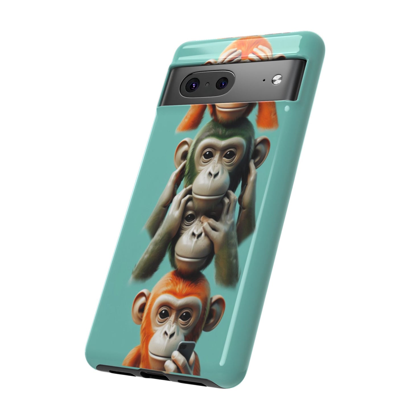 "Evolution - The Fourth Monkey" (striped background)