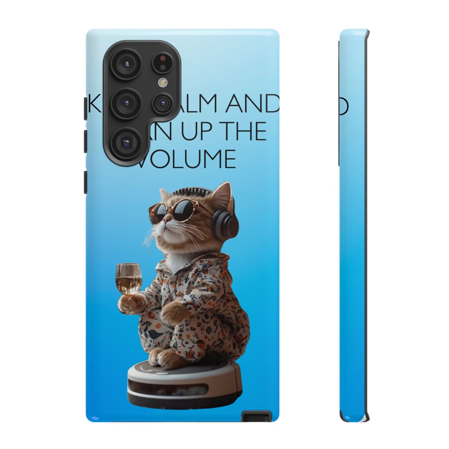 "Keep calm and turn up the volume" Mobile Phone Case (blue)