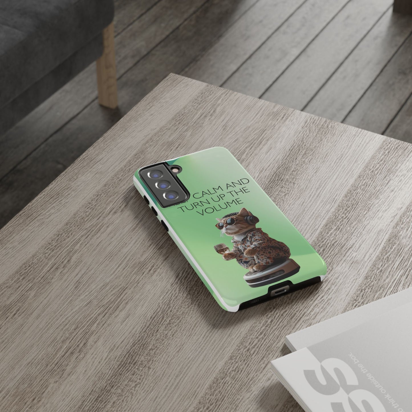 "Keep calm and turn up the volume" Mobile Phone Case (green)