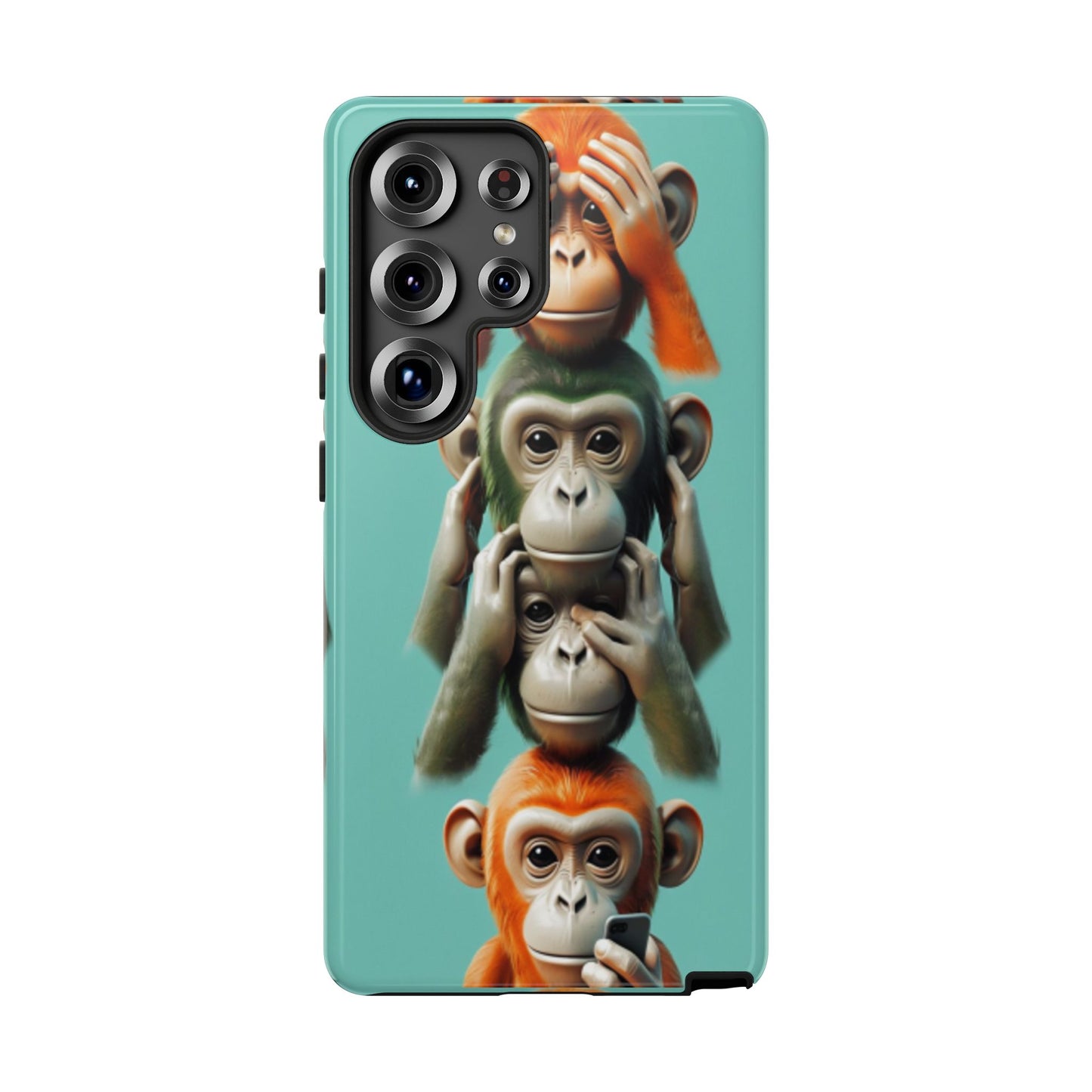 "Evolution - The Fourth Monkey" (striped background)