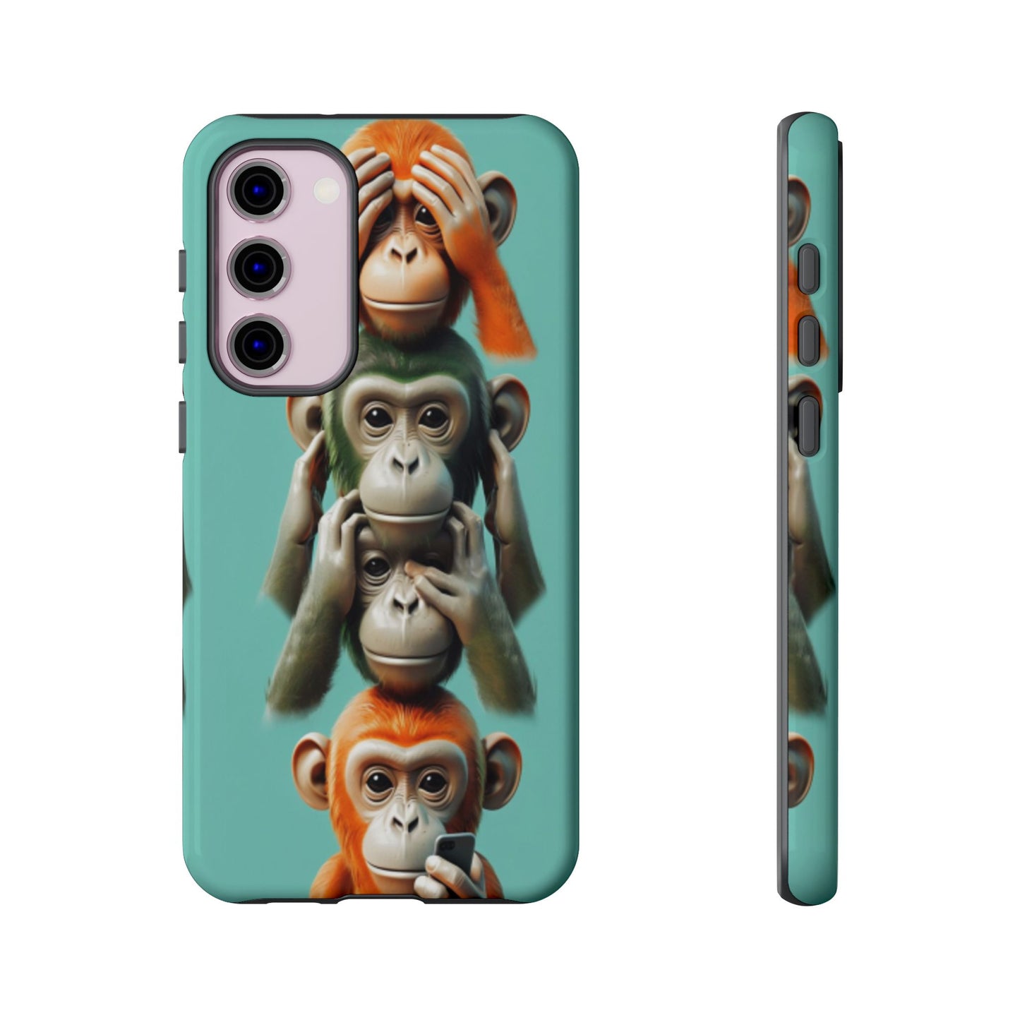 "Evolution - The Fourth Monkey" (striped background)